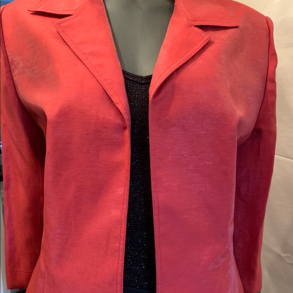 Key Unger Elegant Red Linen 70% 30%polyester Jacket - Picture 2 of 6